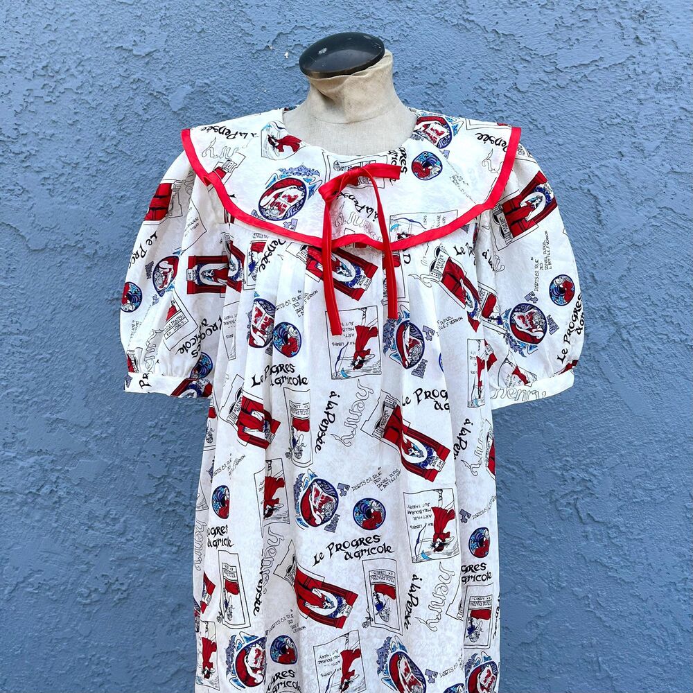 Vintage Whimsical Dress Novelty Print Book lover Avant Garde Size Large